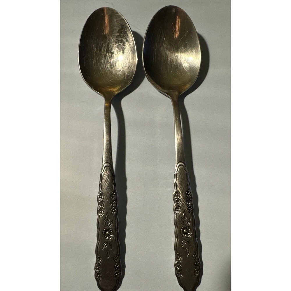Oneida FIRST ROSE‎ JILLIAN Stainless Flatware Silverware-2 Soup Spoons